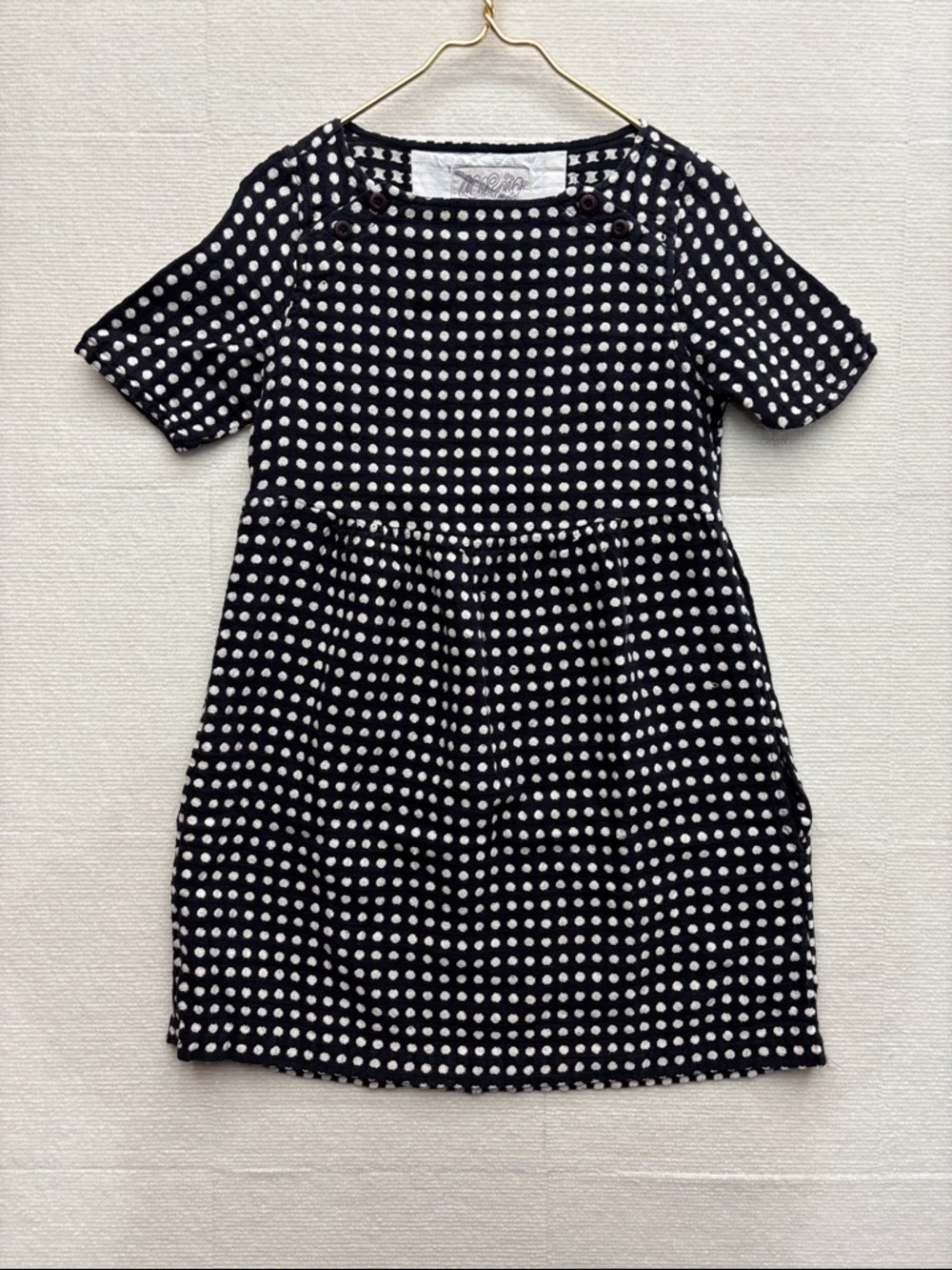 Ace & Jig | Black Polka Dot Short Sleeve Dress small linen blend